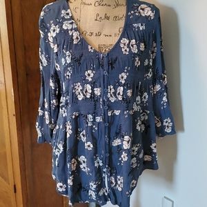 Torrid Blue Floral Blouse